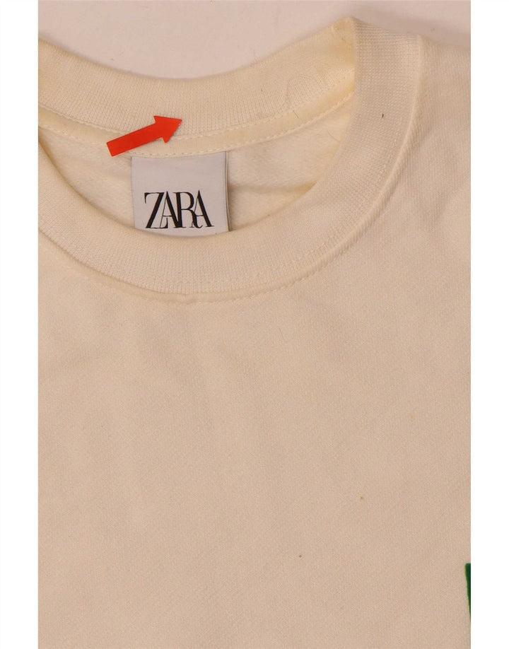 Męski sweter z grafiką Zara, mały, w kolorze złamanej bieli