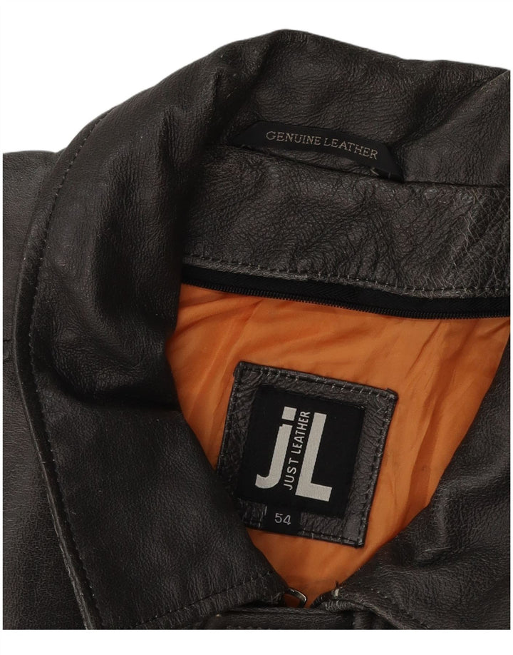 Vintage męska skórzana kurtka wojskowa IT 54 2XL czarna skóra