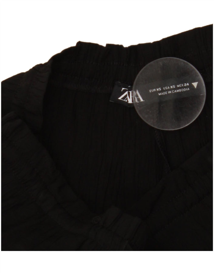 Damskie spodnie z szerokimi nogawkami ZARA z wysokim stanem UK 4 XS W24 L11 czarne