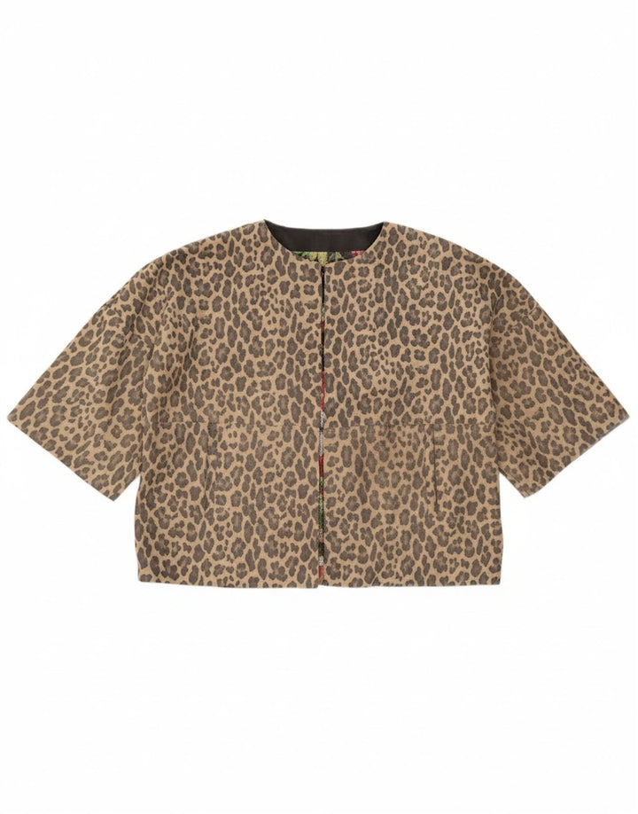 BLANCHA Womens Bolero Jacket IT 42 Medium Beige Animal Print Polyester