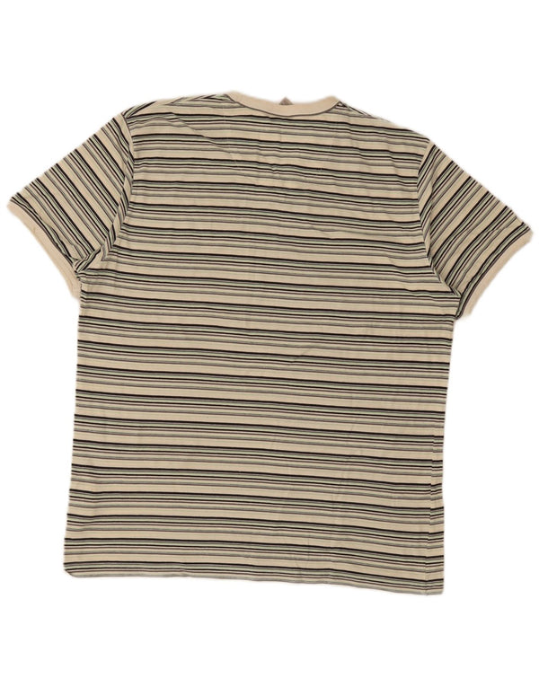 Nike Mens T-Shirt Top UK 45/47 XL Beige Striped Cotton