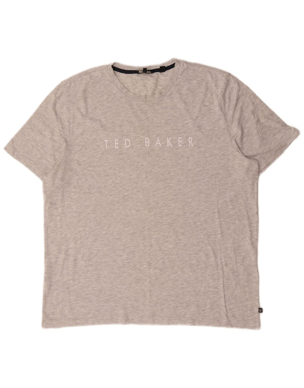 Ted Baker Męski T-shirt z grafiką, rozmiar 6 2XL, szara bawełna w plamki