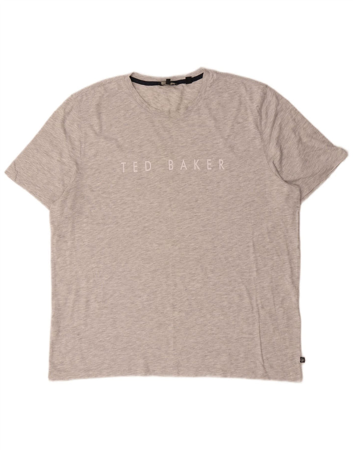 Ted Baker Męski T-shirt z grafiką, rozmiar 6 2XL, szara bawełna w plamki