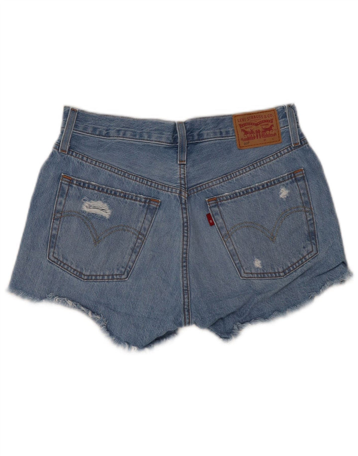 Damskie spodenki jeansowe LEVI'S 501 w trudnej sytuacji W27, małe, niebieskie, bawełniane