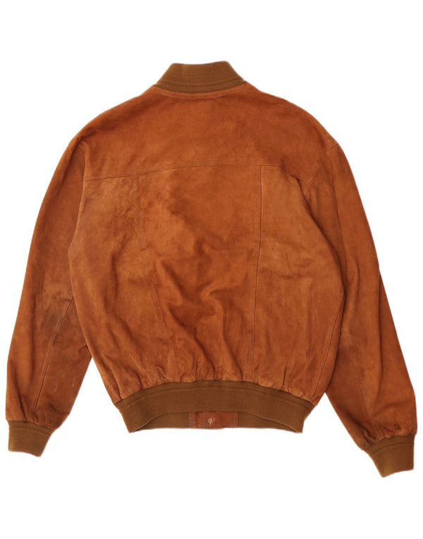 Vintage męska zamszowa kurtka bomber IT 52 XL brązowa skórzana retro