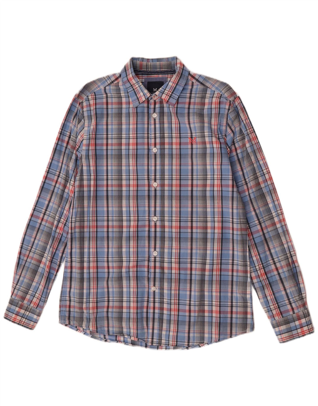 Crew Clothing Męska koszula o klasycznym kroju, mała, niebieska, bawełniana krata