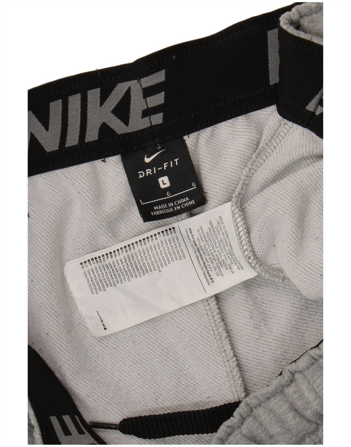 Męskie spodnie dresowe Nike Dri Fit, duże, szare, poliestrowe