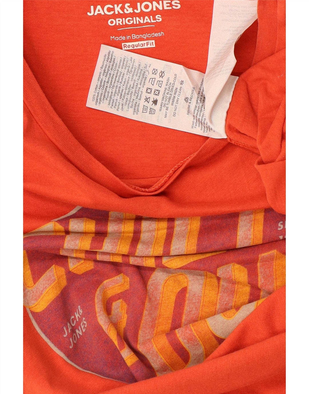 Męska koszulka JACK & JONES z grafiką o regularnym kroju, średnia, pomarańczowa, bawełniana
