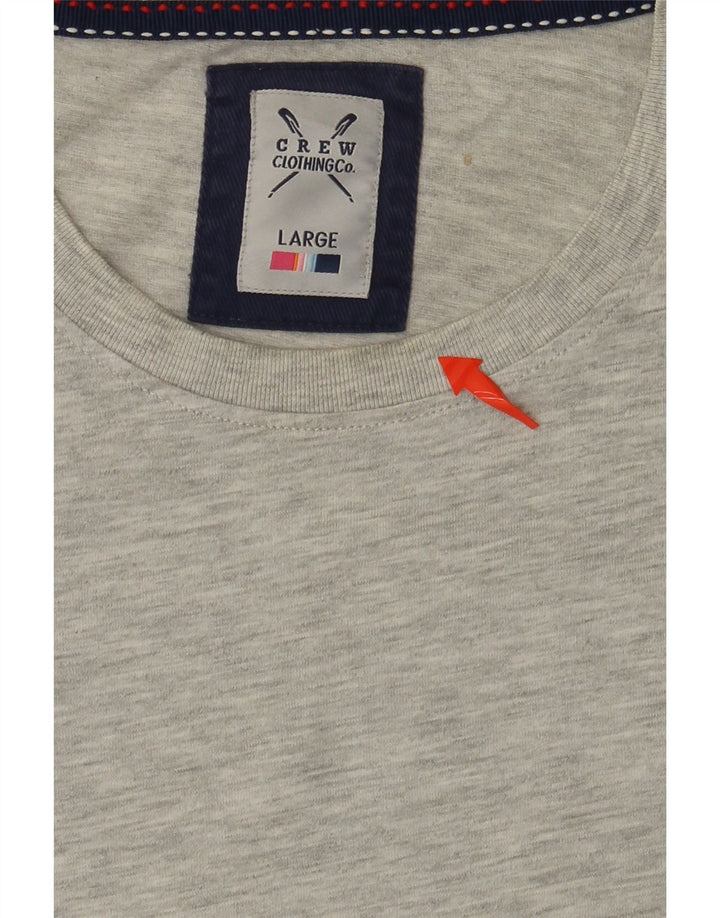 CREW CLOTHING Męski T-shirt Top, duży, szary, bawełniany