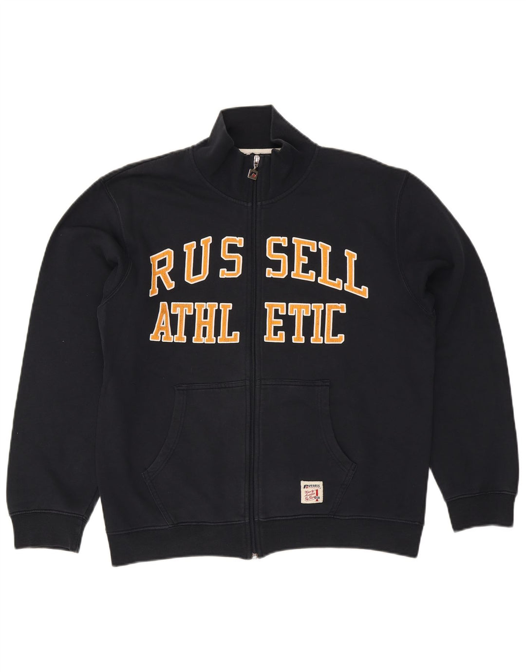Męska kurtka dresowa Russell Athletic z grafiką, duża, granatowa, bawełniana