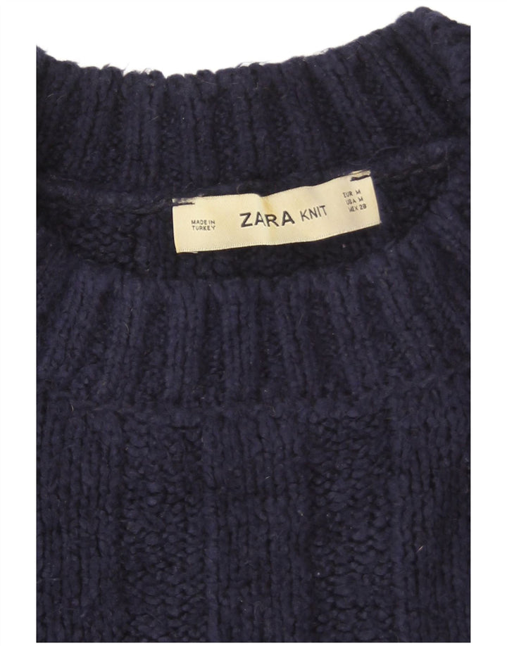 Damski sweter oversize z okrągłym dekoltem Zara UK 14, średni granatowy