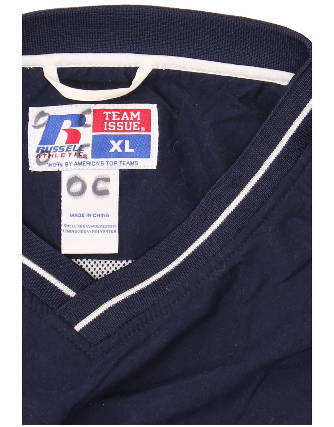 Bluza męska RUSSELL ATHLETIC XL, granatowa, z poliestru w blokach kolorów