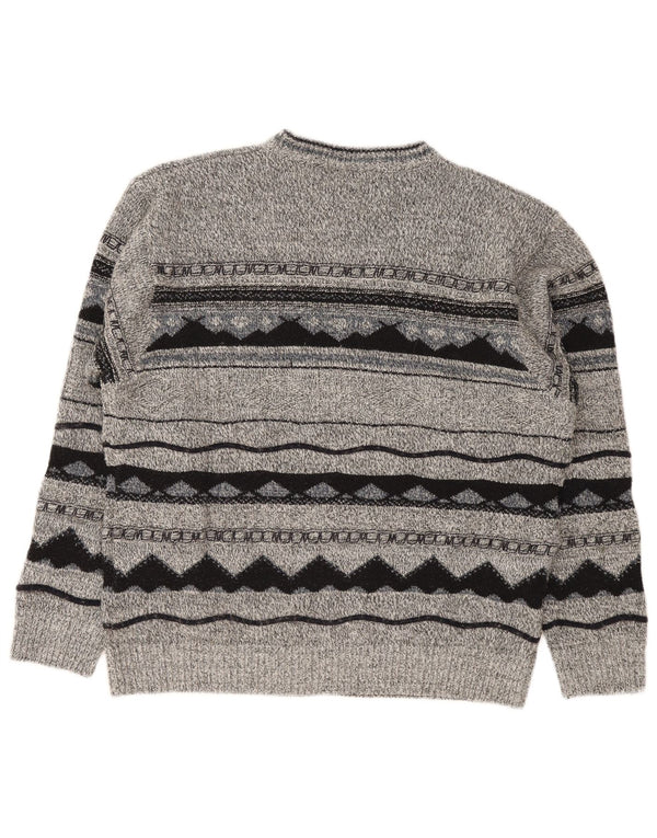 Sweter męski Carletti z okrągłym dekoltem 2XL, szary, geometryczny akryl