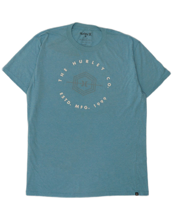 Męski T-shirt z grafiką Hurley, duży, niebieski, bawełniany