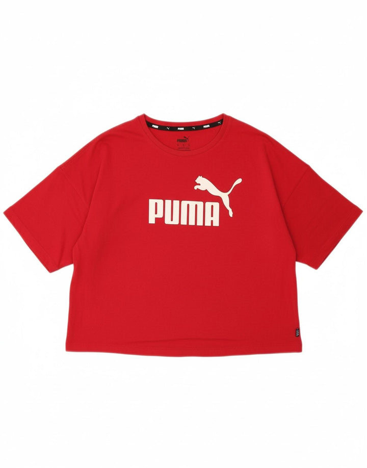 PUMA Womens Oversized Crop Graphic T-Shirt Top UK 14 Medium Red Cotton Vintage Puma and Second-Hand Puma from Messina Hembry 