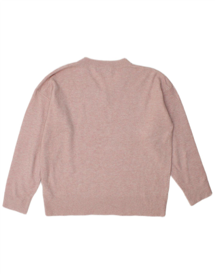 Marks & Spencer Damski sweter oversize z dekoltem w kształcie litery V, UK 14, średni róż
