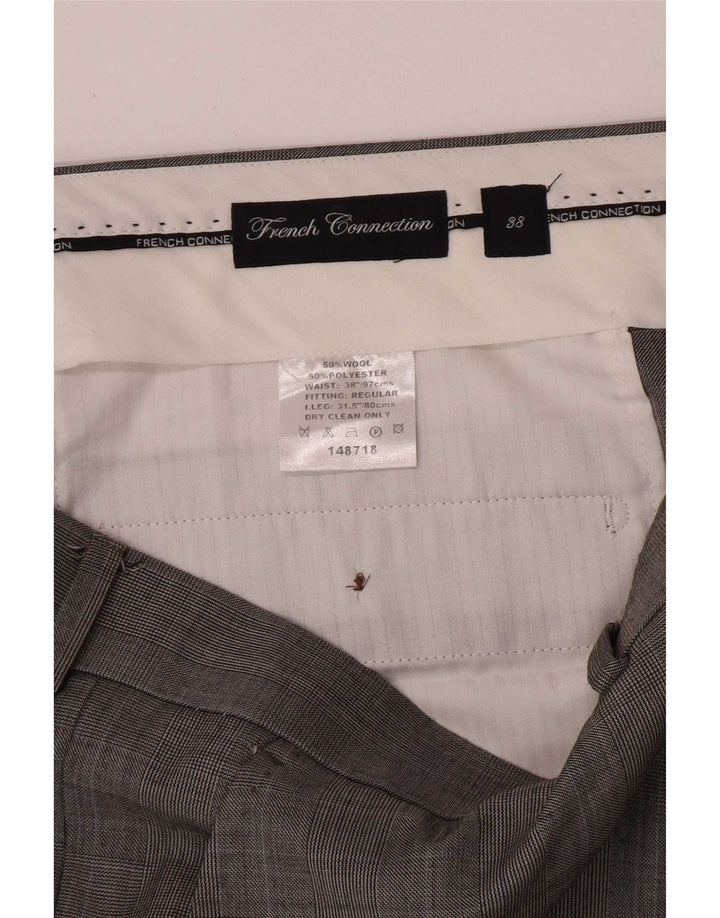 Męskie spodnie typu casual French Connection W38 L32 Szara pepitka