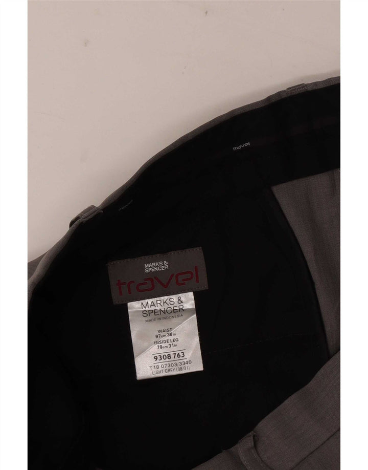 Męskie proste spodnie chino Marks & Spencer W38 L28 Szary poliester
