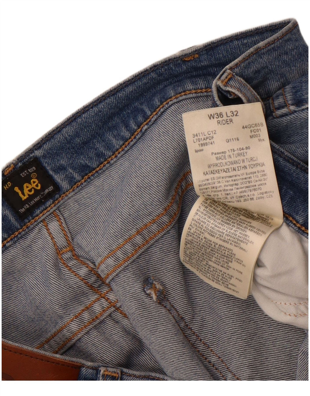 Męskie jeansy Lee Rider Straight W36 L32 Niebieskie, bawełniane