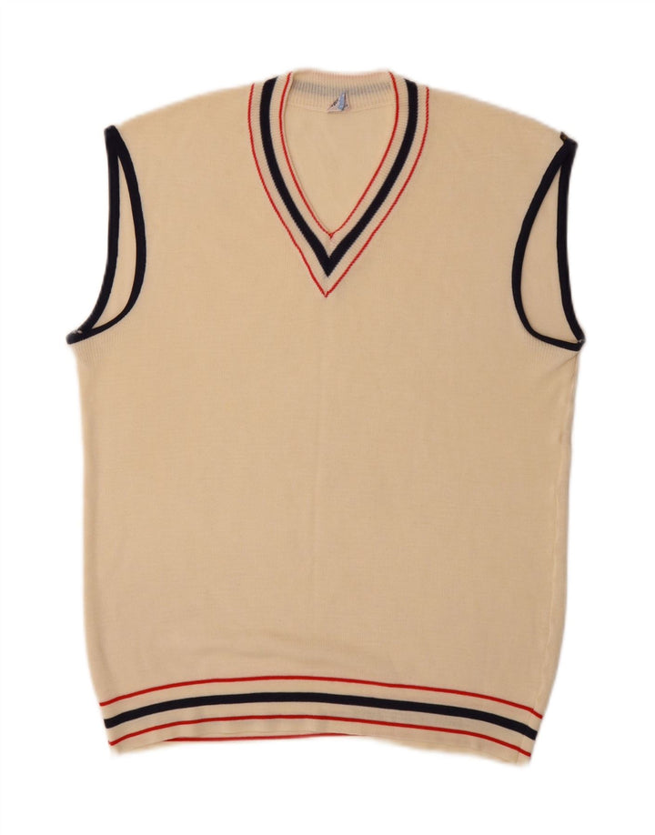 Podkoszulek męski w stylu vintage, kamizelka, mały, beżowy, akrylowy