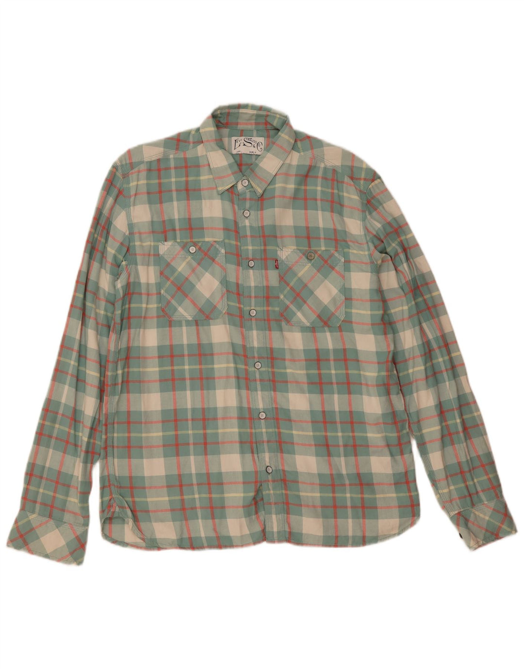 Męska koszula flanelowa Levi's, duża, bawełniana w zieloną kratkę