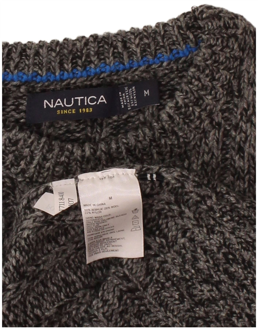NAUTICA Mens Crew Neck Jumper Sweater Medium Grey Acrylic