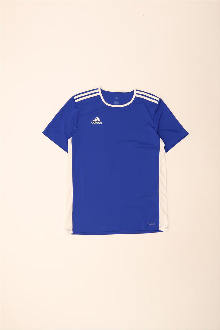 Adidas Męska koszulka Climalite Top, duża, niebieska, poliestrowa z blokami kolorów