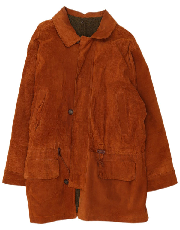 Vintage męski zamszowy płaszcz UK 44 2XL brązowy