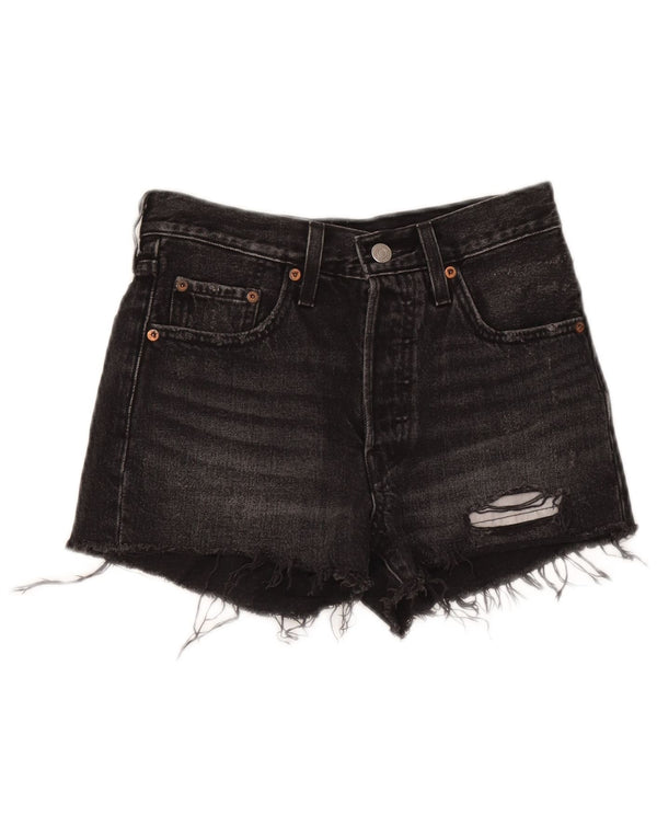 Damskie spodenki jeansowe Levi's 501 w trudnej sytuacji W24 XS, czarna bawełna