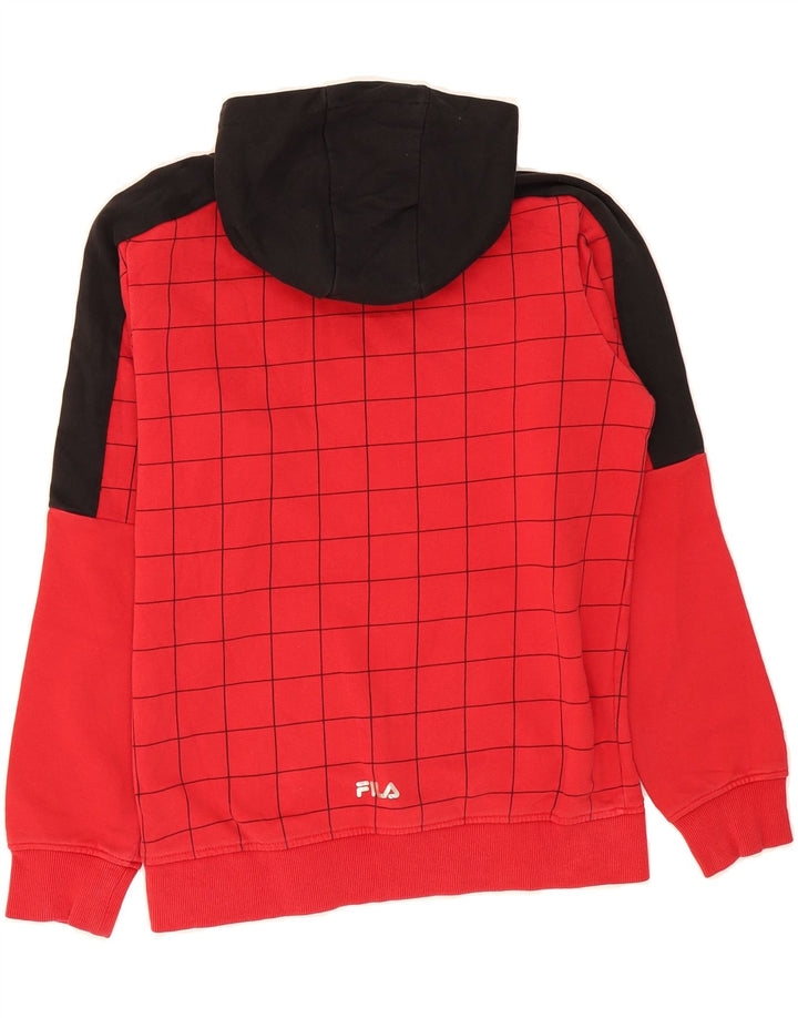 FILA Boys Graphic Hoodie Jumper 13-14 Years Red Check Vintage Fila and Second-Hand Fila from Messina Hembry 