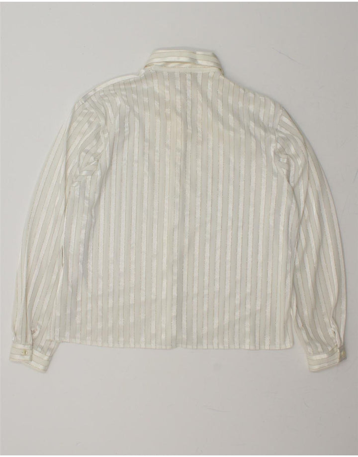 GOLDEN GATE Womens Shirt Blouse EU 44 XL White Striped Polyester Vintage Golden Gate and Second-Hand Golden Gate from Messina Hembry 