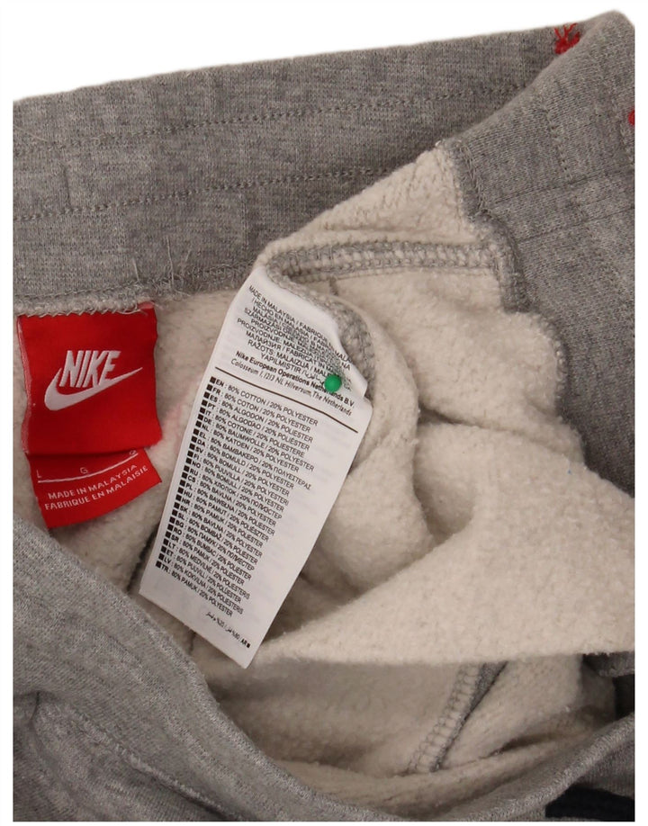 Męskie spodnie dresowe NIKE z grafiką, duże, szare, nakrapiane, bawełniane