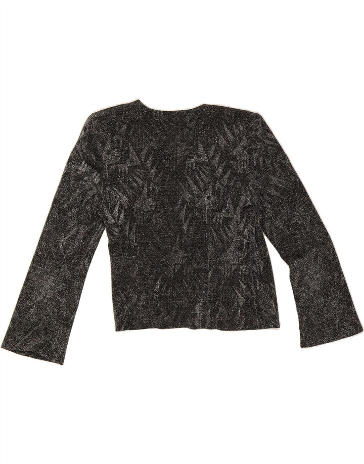 VINTAGE Womens Crop Open Blazer Jacket UK 12 Medium Grey Geometric Vintage Vintage and Second-Hand Vintage from Messina Hembry 