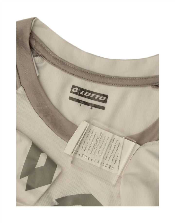 Męska koszulka z grafiką LOTTO Top z poliestru w kolorze średniej bieli
