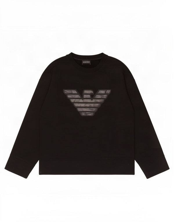 Męska bluza z grafiką Emporio Armani, EU 46, mała, czarna, bawełniana