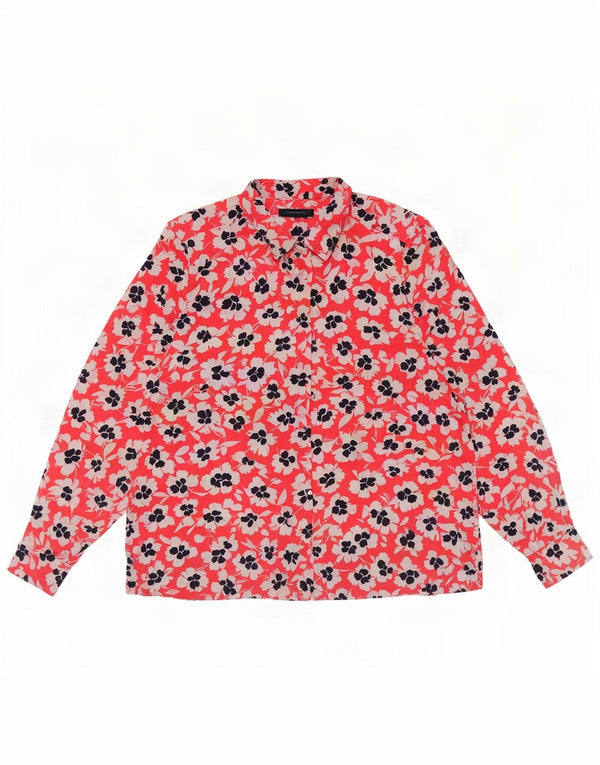 Damska bluzka koszulowa oversize Marks & Spencer UK 18 XL, czerwona, w kwiaty, poliester