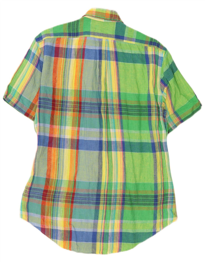 Męska koszula z krótkim rękawem Ralph Lauren, średnia, wielobarwna, lniana krata