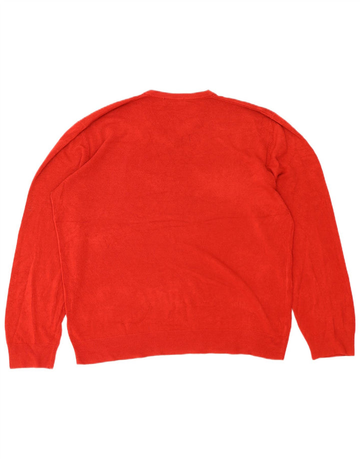 Męski sweter Marks & Spencer Blue Harbor z dekoltem w kształcie litery V, 2XL, czerwony akryl