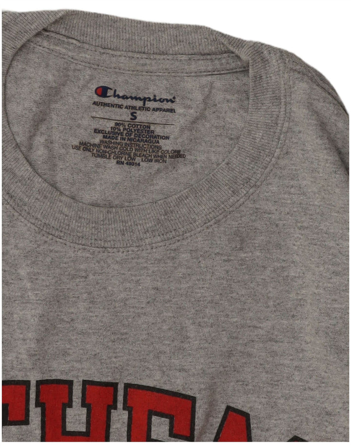 Męski T-shirt z grafiką CHAMPION, mały, szary, bawełniany