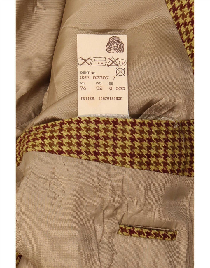 Męska marynarka zapinana na 2 guziki Hugo Boss UK 42 XL, brązowa pepitka, nowa wełna