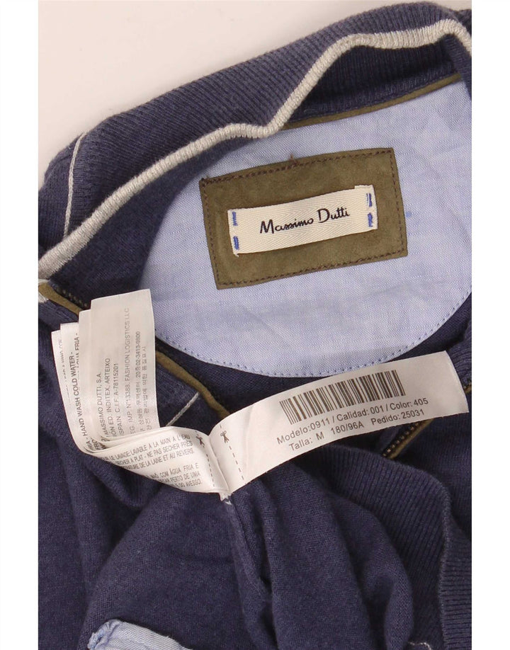 Męski sweter rozpinany Massimo Dutti, średni granatowy, bawełniany