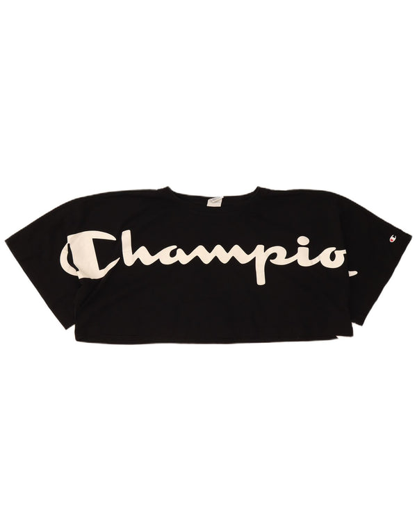 Damska koszulka Champion Crop Oversize Graphic Top UK 14 Medium Black
