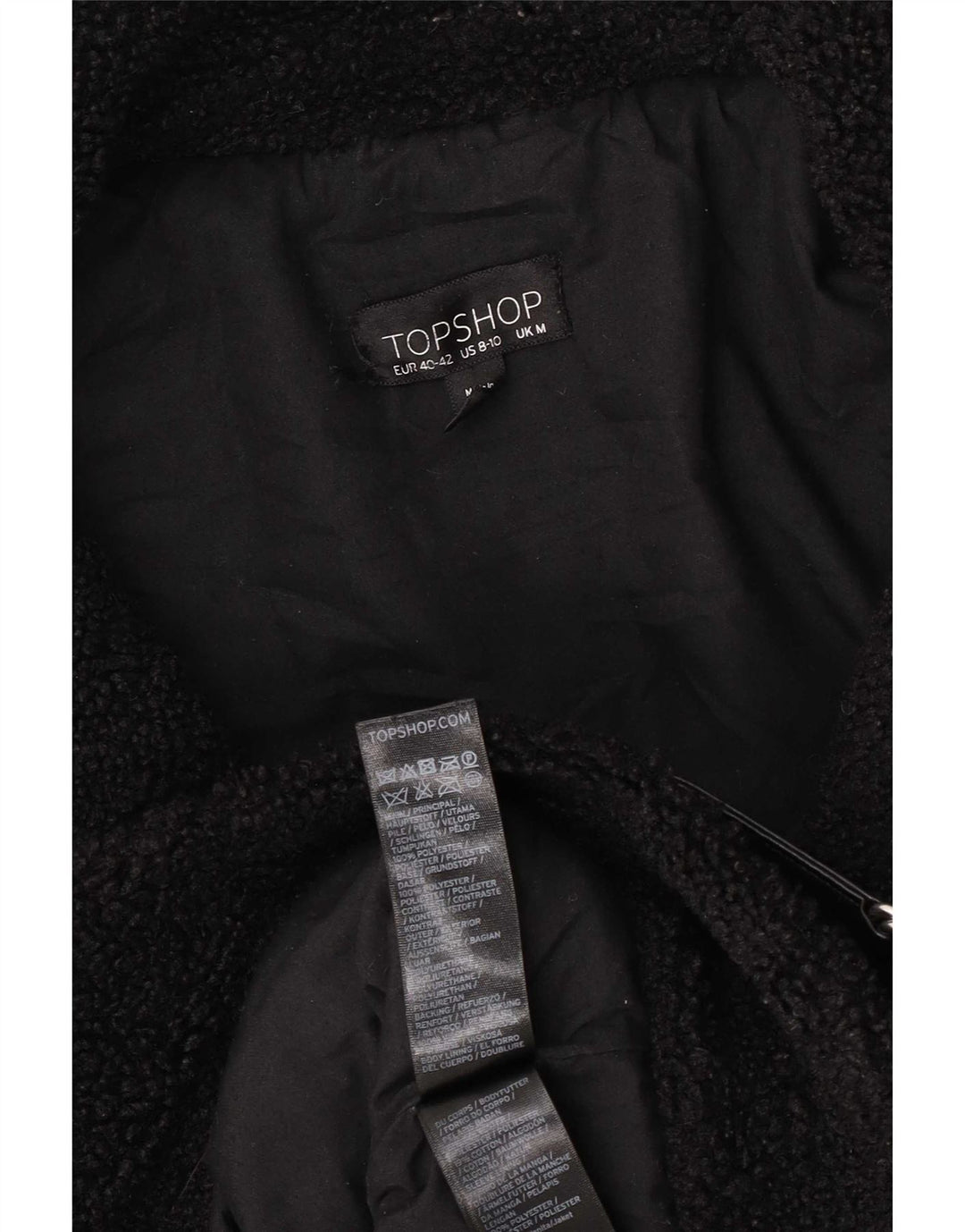 Damska kurtka polarowa oversize Topshop UK 14, średni czarny poliester
