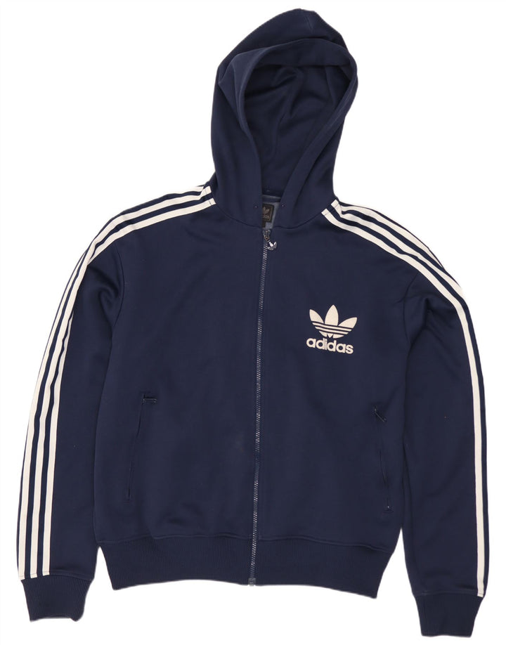 Adidas Męski sweter z kapturem i zamkiem błyskawicznym, duży granatowy poliester