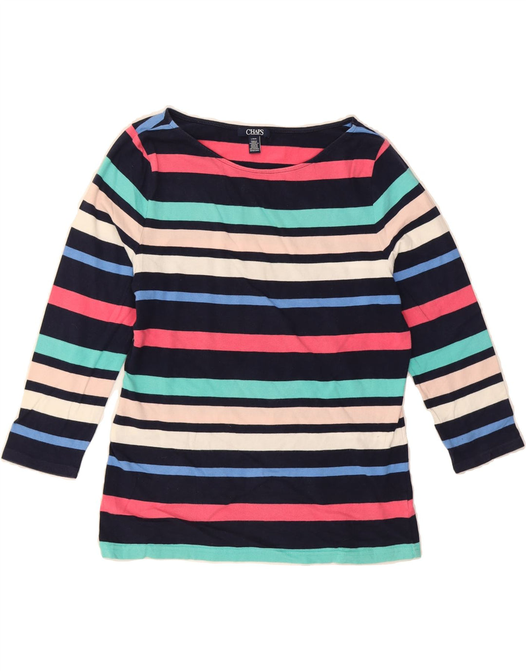 CHAPS Womens Top 3/4 Sleeve UK 14 Large Multicoloured Striped Vintage Chaps and Second-Hand Chaps from Messina Hembry 