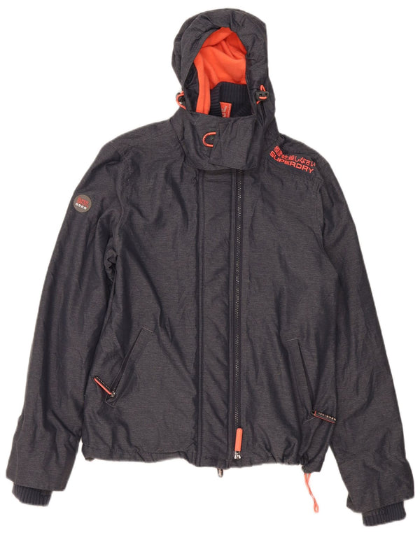 Damska wiatrówka z kapturem Superdry UK 16, duża, szara