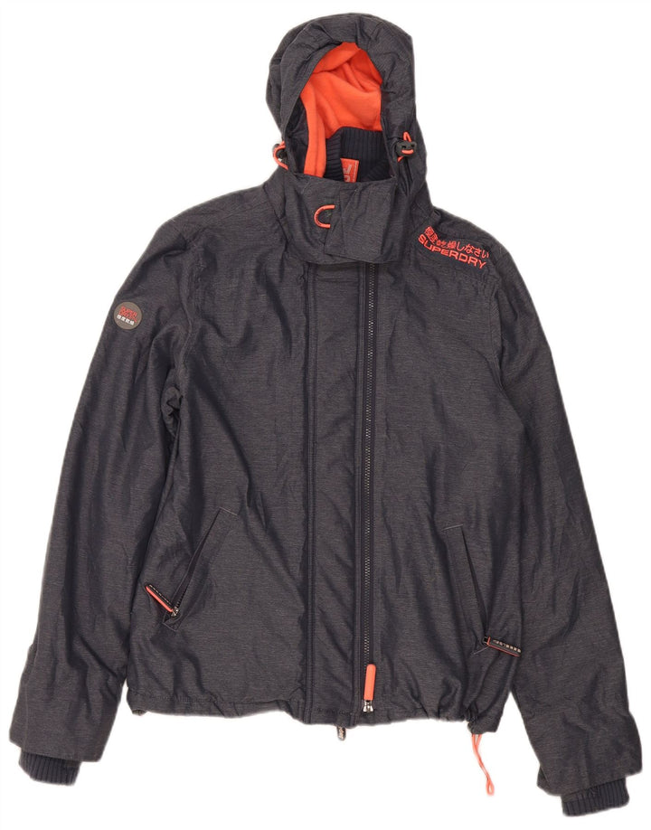Damska wiatrówka z kapturem Superdry UK 16, duża, szara