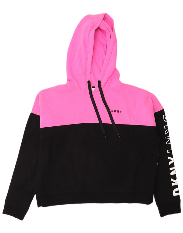 Damski sweter z kapturem i grafiką Dkny Oversize UK 14 w kolorze średniego różu