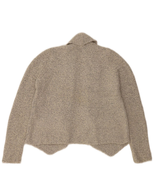 Marks & Spencer Damski sweter rozpinany typu Crop Open UK 14, średni szary, nakrapiany