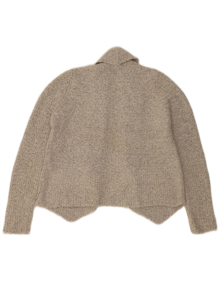 Marks & Spencer Damski sweter rozpinany typu Crop Open UK 14, średni szary, nakrapiany